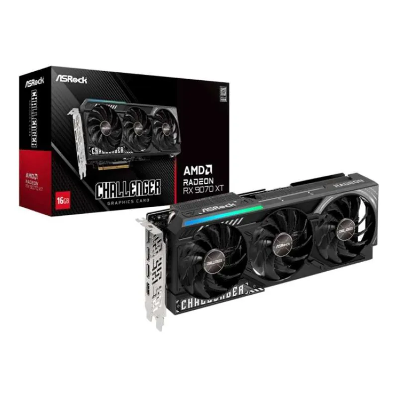 ASRock VGA AMD Radeon RX 9070 XT Challenger 16GB, RX 9070 XT, 16GB GDDR6, 3xDP, 1x HDMI (RX9070XT CL 16G)