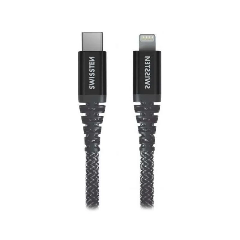 SWISSTEN DATOVÝ KABEL KEVLAR USB-C / LIGHTNING 1,5 M ANTRACIT (71544010)
