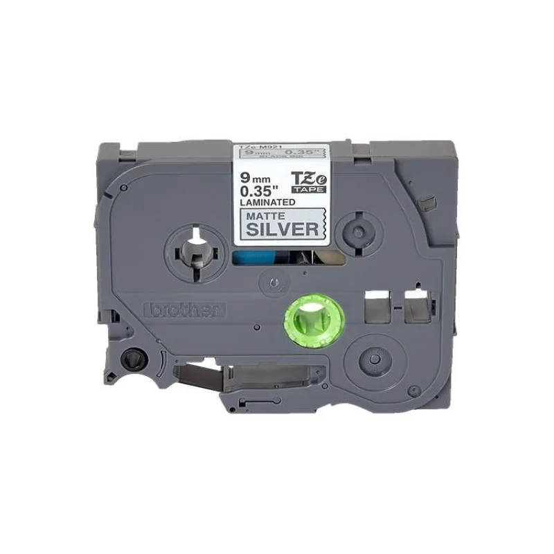 páska BROTHER TZeM921 čierne písmo, matná strieborná metalická páska Tape (9mm) (TZEM921)