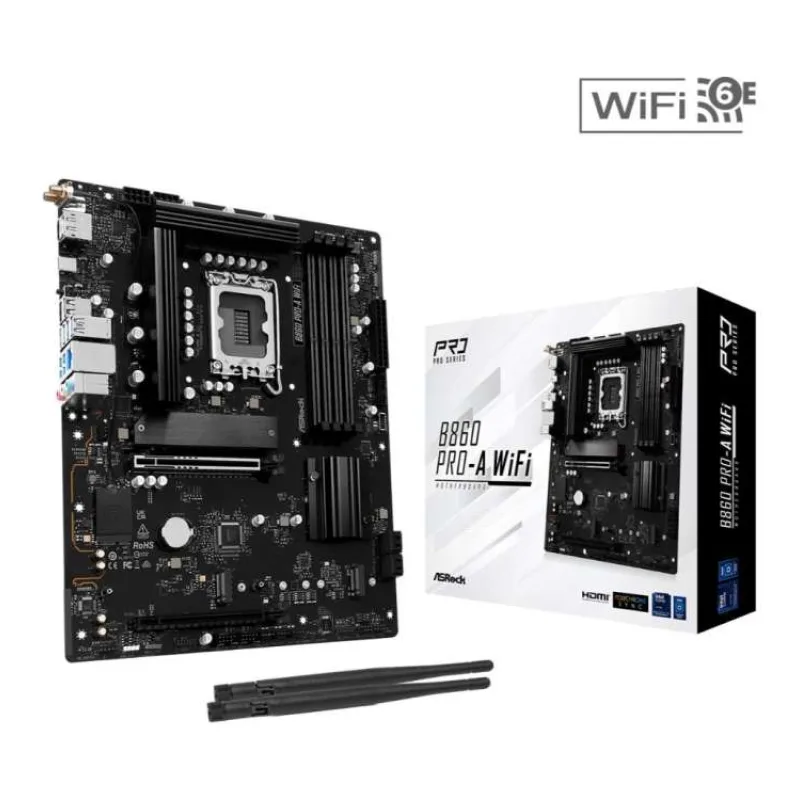 ASRock MB Sc LGA1851 B860 Pro-A WiFi, Intel B860, 4xDDR5, 1xDP, 1xHDMI, WiFi, ATX (B860 Pro-A WiFi)