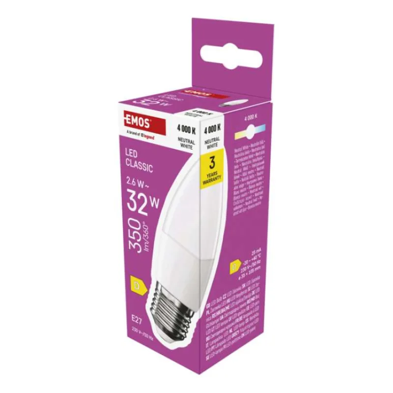 EMOS LED CLS CANDLE 2,5 W (32 W) 350lm E27 NW (1525733463)
