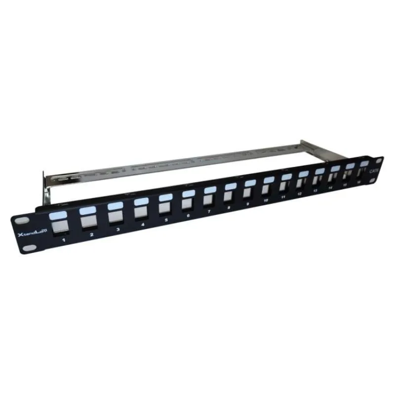 XtendLan Patch panel 19", 16 portů, Cat6a, stíněný, s keystone (XL-PP19-16C6AS-B)