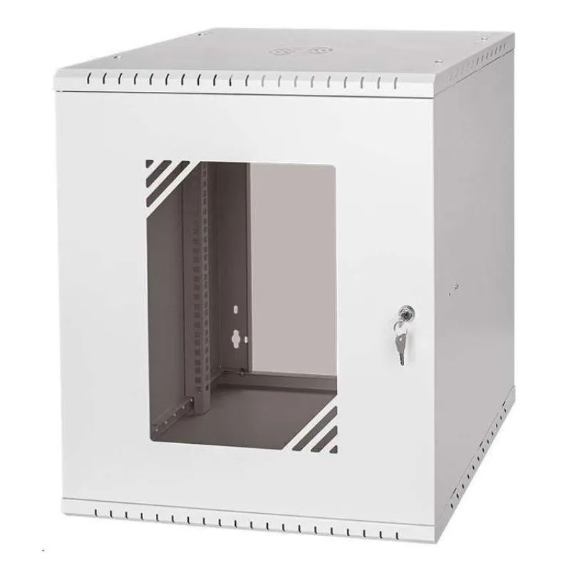 LEXI-Net 19" nástěnný rozvaděč Basic 12U 520x450, skleněné dveře, bez zad, rozložený, šedý (LX19-12U-450GG)