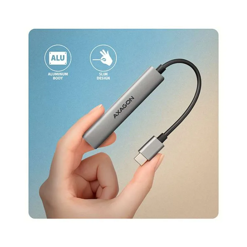 AXAGON multi USB-C hub ALU STRIP / HUE-STC / 1xUSB-C / 1xUSB-A (5GBs) / 2xUSB-A (480Mbps) / kabel 12cm (HUE-STC)