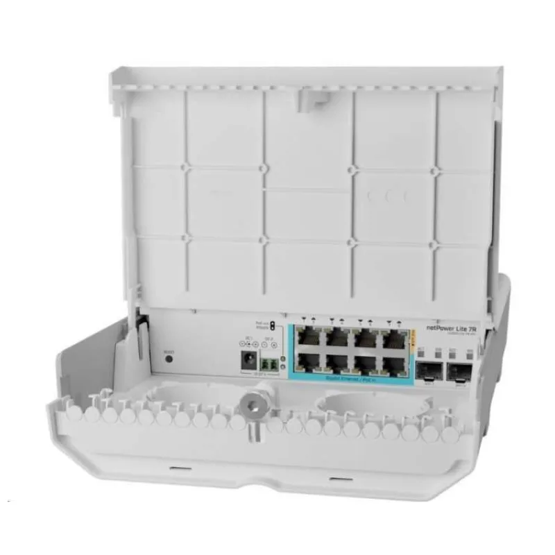 MikroTik netPower Lite 7R, 7x GbE PoE in, 1x GbE PoE out, 2x SFP+, SwOS, venkovní (CSS610-1Gi-7R-2S+OUT)