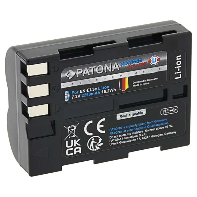 PATONA baterie pro foto Nikon EN-EL3E 2250mAh Li-Ion Platinum USB-C nabíjení (PT1373)