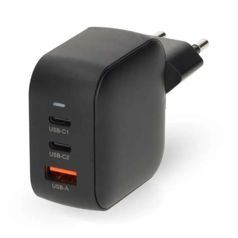 NEDIS síťová nabíječka/ 70 W/ PD 3.0/ rychlé nabíjení/ 1.5 / 2.25 / 2.5 / 3.0 / 3.5 A/ USB-A/ 2x USB-C/ černá (WGCHA70WBK)