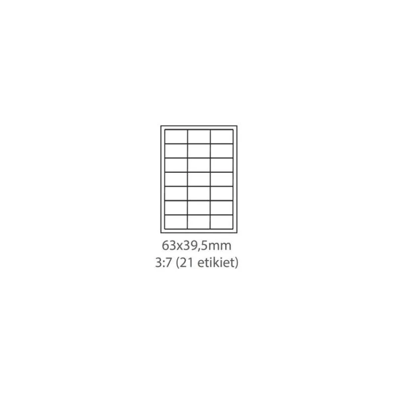 etikety Samolepiace 63x39,5 univerzálne biele 21ks/A4 (100 listov A4/bal.) (ECO-06303900)