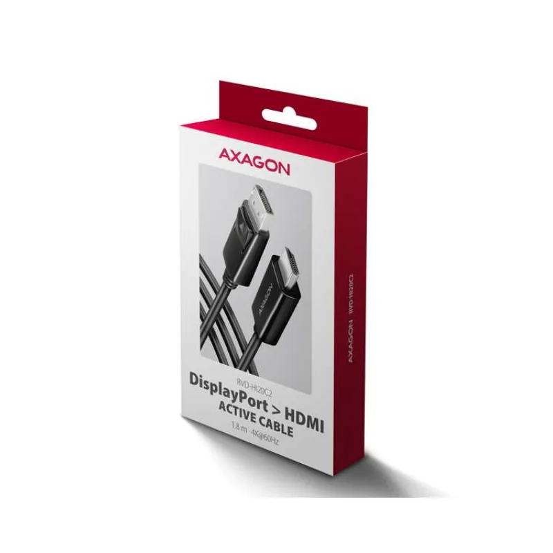 AXAGON adaptér DP na HDMI / RVD-HI20C2 / 4K/60Hz / HDCP 2.3 / 1,8m / černý (RVD-HI20C2)