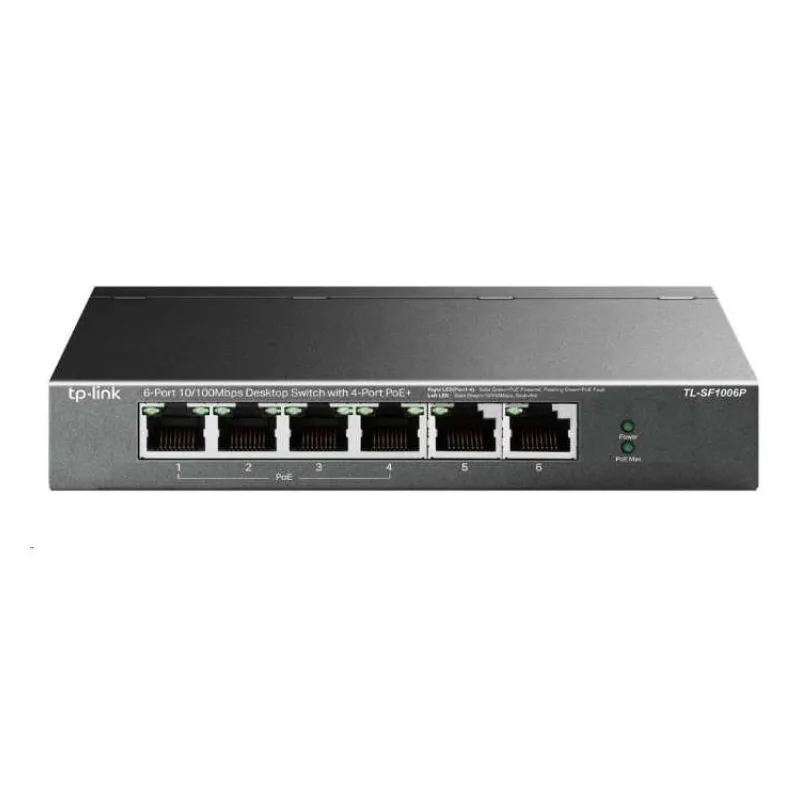 TP-link TL-SF1006P 6x10/100 (4xPOE+) 67W kovový CCTV switch (TL-SF1006P)