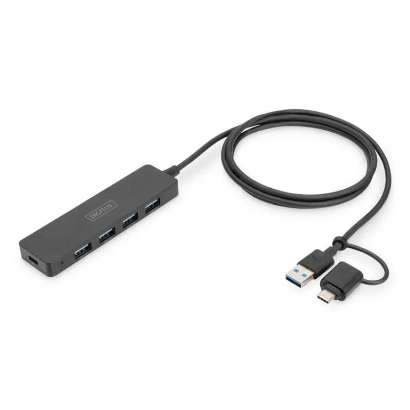 USB 3.0 Hub 4-port, Slimline s USB-C adaptérem, 5 Gb/s, 1,2 m kabel

Rozšiřuje váš notebook o připojení USB-C nebo US (DA-70236)