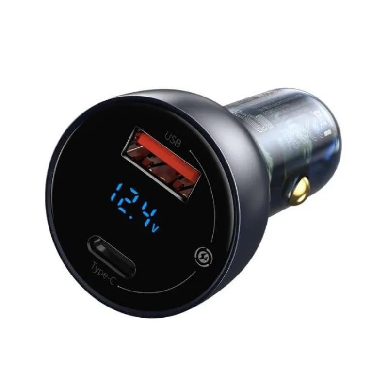Baseus CCKX-C0G Particular Nabíjačka do Autá Digital Display 2xUSB 65W Gray (6953156223189)