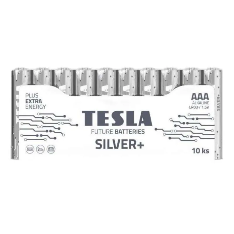 TESLA SILVER+ alkalická baterie AAA (LR03, mikrotužková, fólie) 10 ks (13031010)