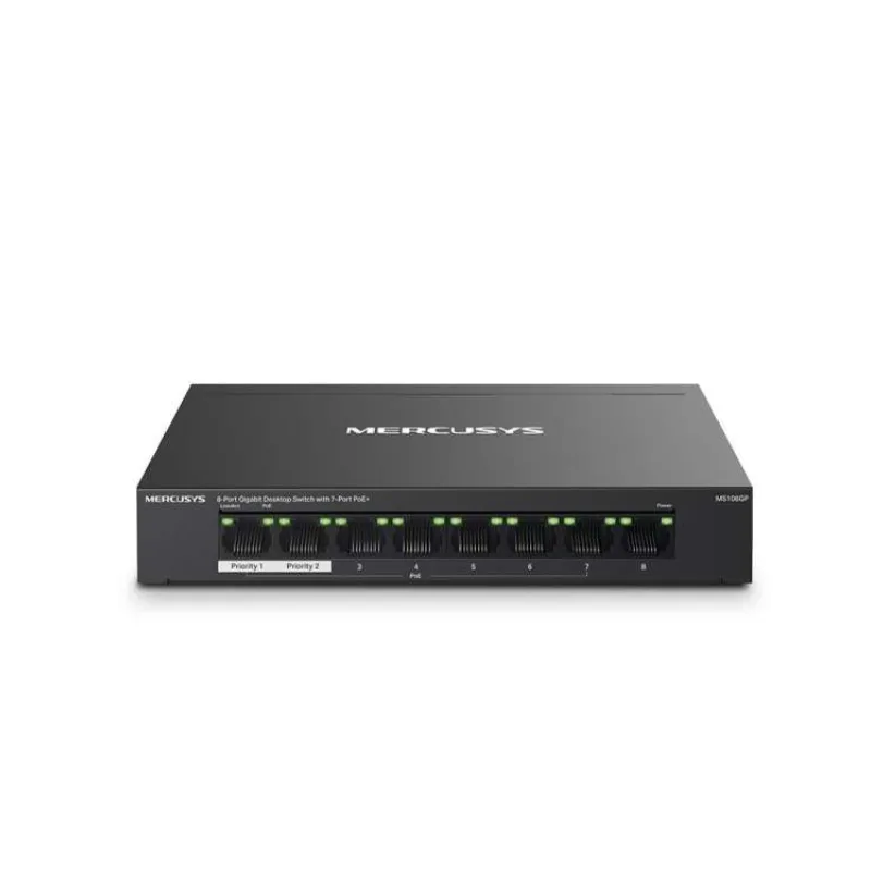 MERCUSYS MS108GP - 8portový gigabitový stolní switch se 7 porty PoE+, 8× 10/100/1000 Mbps RJ45 portů (MS108GP)