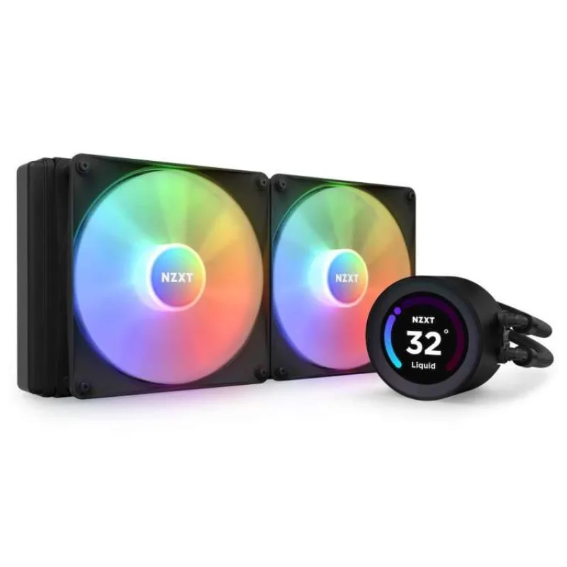 NZXT vodní chladič Kraken 280 ELITE RGB / 2x140mm RGB fan / 4-pin PWM / LCD disp. / 6 let (RL-KR28E-B1)
