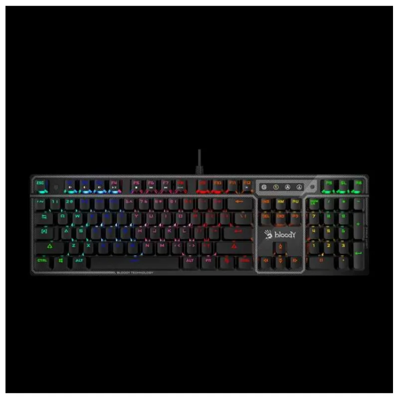 A4tech Bloody Klávesnice B750N, herní klávesnice, mechanická, drátová, Green Switch, CZ/SK, Černá (B750N-BK-GS)