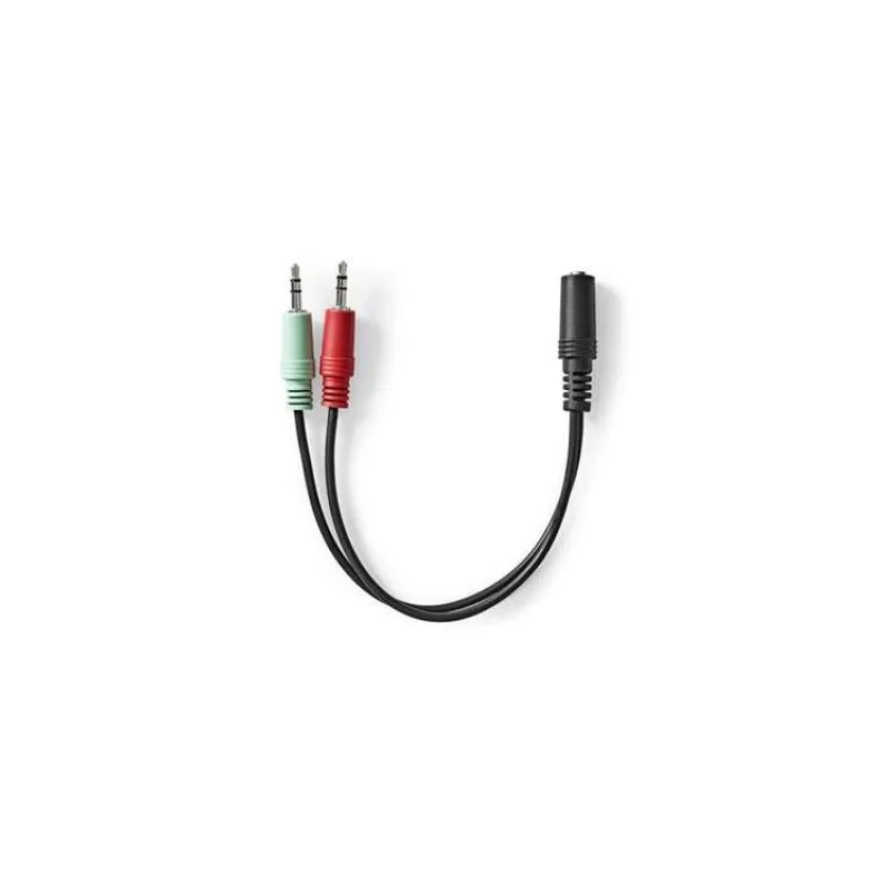 NEDIS redukce pro headsety/ 2x zástrčka 3,5mm jack - zásuvka 3,5 mm jack/ černá/ box/ 12cm (CAGB22160BK02)