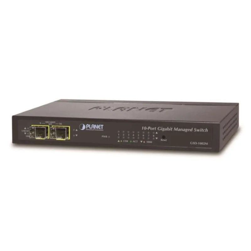 Planet GSD-1002M L2 switch, 8x1Gb, 2x1Gb SFP, 48-56VDC, fanless (GSD-1002M)