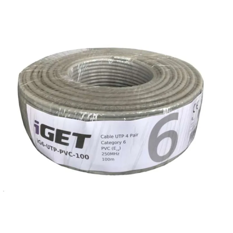 Inštalačný kábel iGET CAT6 UTP PVC Eca 100m/box, kábel drôt, s triedou reakcie na oheň Eca (84005021)