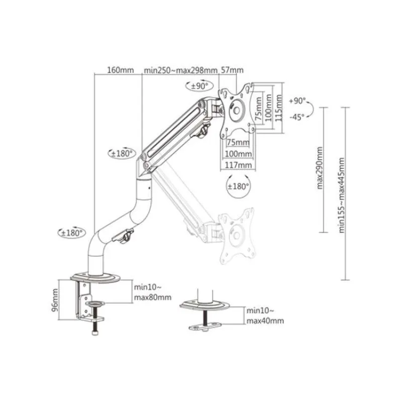 GEMBIRD Držiak monitora na stôl MA-DA1-02, naklápací, až do 32” a 8kg, čierny (MA-DA1-02)