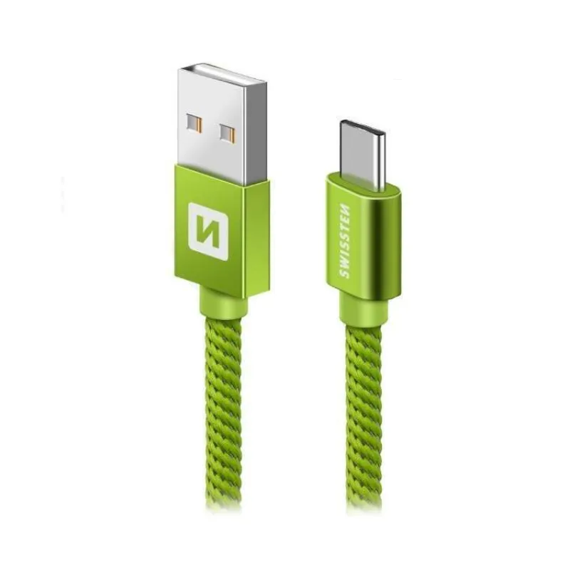 Swissten Datový Kabel Textile Usb / Usb-C 2,0 M Zelený (71521307)