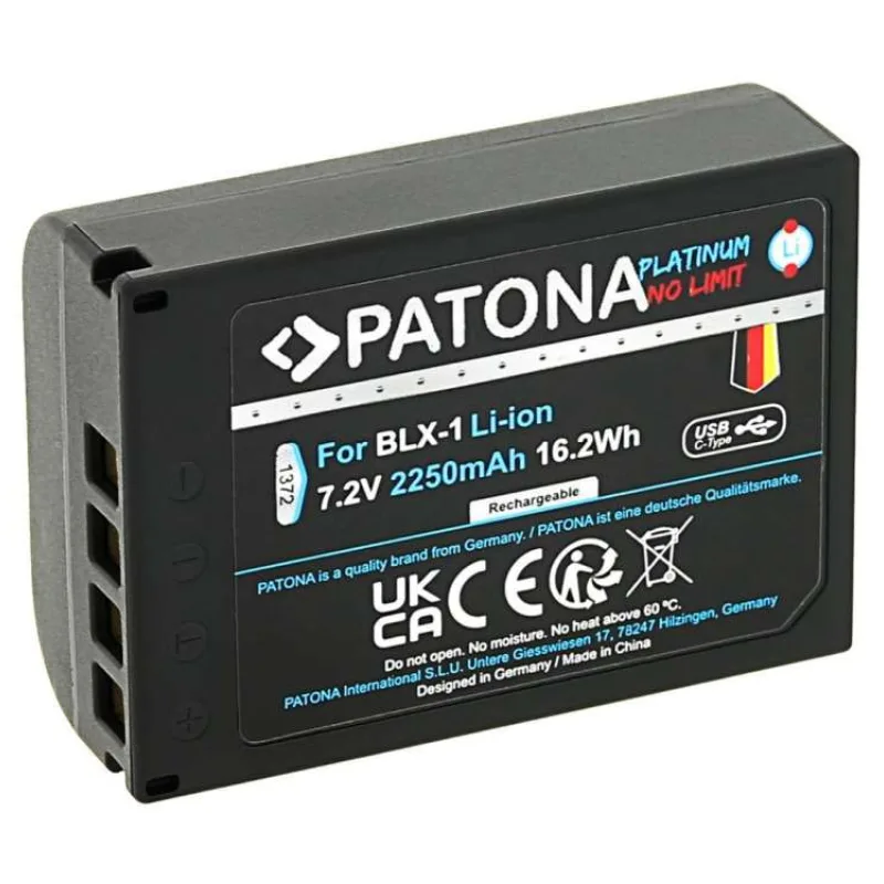 PATONA baterie pro foto Olympus BLX-1 2400mAh Li-Ion Platinum USB-C nabíjení (PT1372)