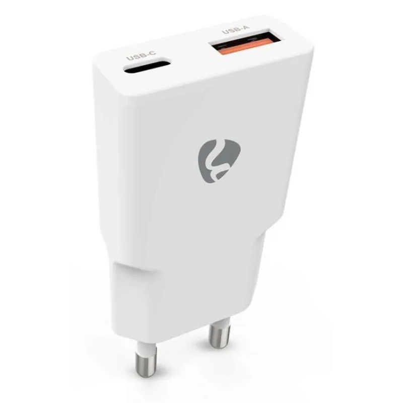 NEDIS síťová nabíječka/ 20 W/ PD 3.0/ rychlé nabíjení/ 1.5 / 2.0 / 2.22 / 3.0 A/ USB-A/ USB-C/ bílá (WCHA20WT)