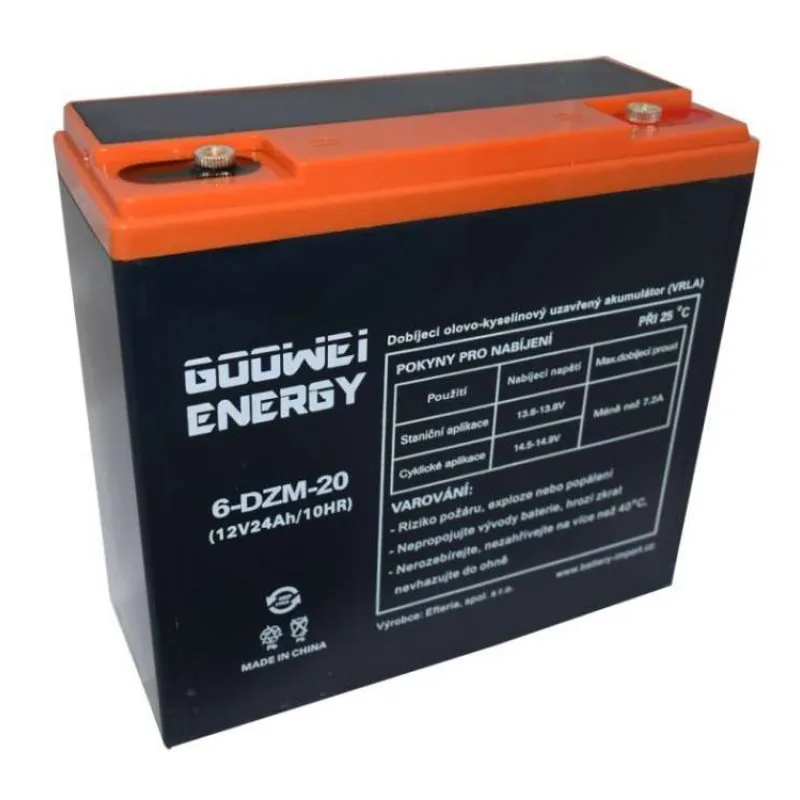 GOOWEI ENERGY Pb trakční záložní akumulátor VRLA GEL 12V/24Ah (6-DZM-20) (6-DZM-20)