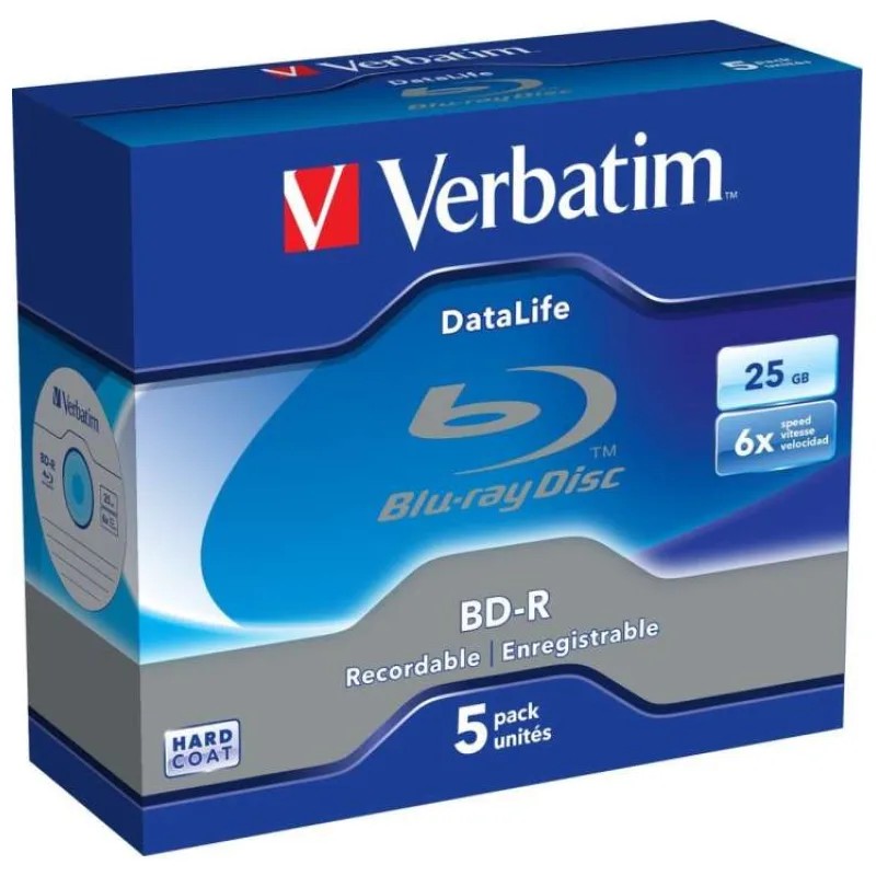 VERBATIM BD-R SL DataLife 25GB, 6x, jewel case 5 ks (43836)