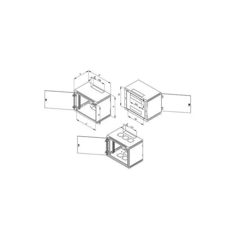 TRITON 19" jednodielny nástenny rozvádzač RBA 12U hĺbka 495 mm (RBA-12-AS5-CAY-A1)