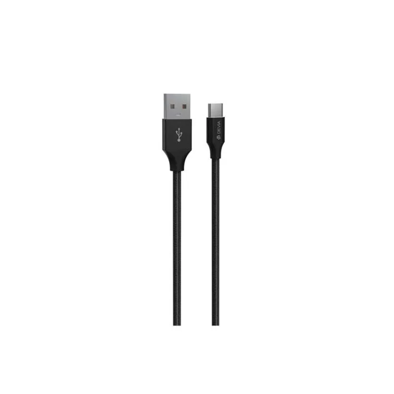 Devia kábel USB-A to USB-C Gracious Woven Cable 1m - Black (6938595337062)