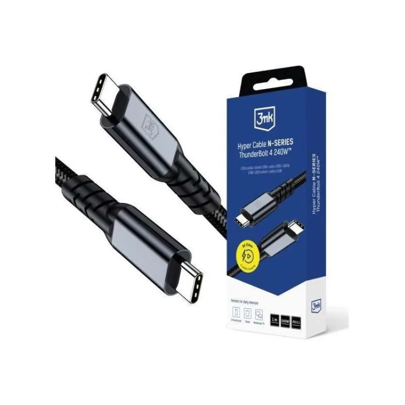 3mk kabel Hyper Cable N-SERIES Thunderbolt 4 1m 48V/5A 40Gb/s 240W 8K60Hz PD3.1 černý (5903108682008)