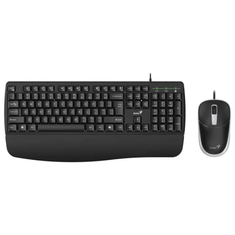 Genius KM-123 Set klávesnice a myši, drátový, CZ+SK layout, opěrka dlaně, 1200 DPI, Copilot, USB, černý (31330013403)