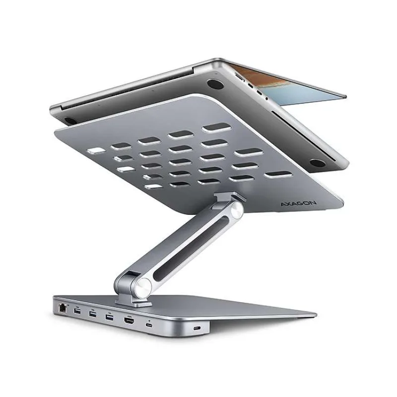 AXAGON hliníkový stojan pro notebooky velikosti 10" - 16" s USB hubem / HMC-STND / HDMI / 3xUSB-A / GLAN / PD (HMC-STND)