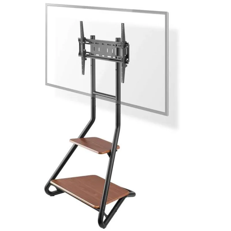 NEDIS podlahový TV stojan/ 37 - 75"/ nosnost 40 kg/ Bauhaus Design/ nastavitelné výšky/ MDF/ ocel/ černo-hnědý (TVSM6200BK)