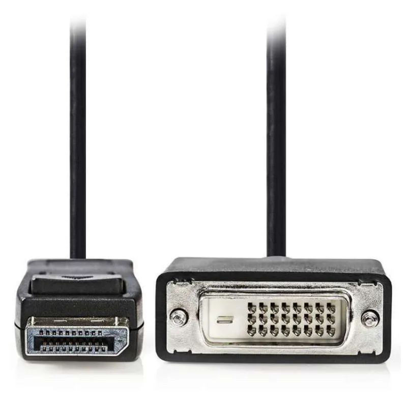 NEDIS kabel DisplayPort - DVI/ zástrčka DisplayPort - 24+1pinová zástrčka DVI-D/ černý/ bulk/ 2m (CCGL37200BK20)