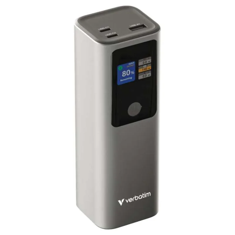 VERBATIM Powerbanka Charge 'n' Go, 27000 mAh, 2x USB-C 140W, 1x USB-A 18W, Šedá (32269)