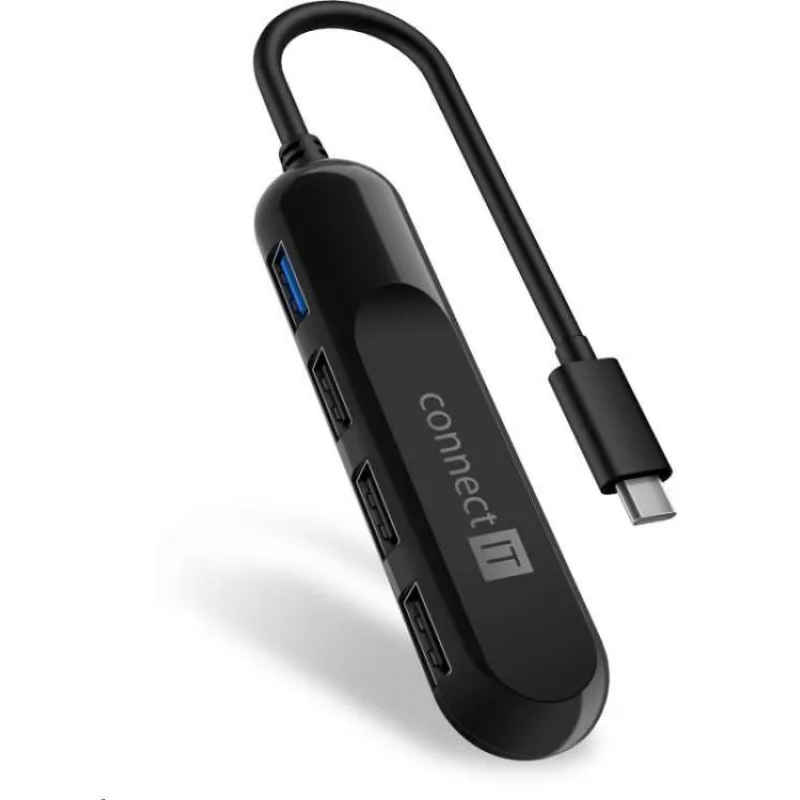 CONNECT IT USB-C hub USB 3.0, externí, ČERNÝ (CHU-5000-BK)
