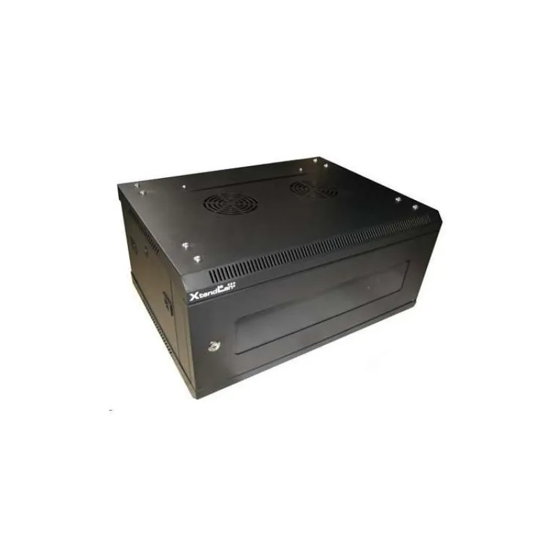 XtendLan 19" nástěnný rozvaděč 4U 600x450, nosnost 60 kg, skleněné kouřové dveře, svařovaný, černý (WS-4U-64B-BLACK)