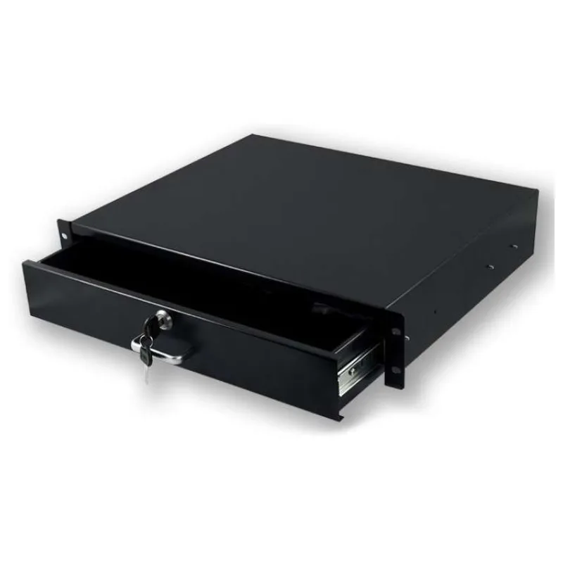 XtendLan 19" uzamykatelná zásuvka do rozvadače 2U/350mm, černá (ZASUV2U-BLACK)