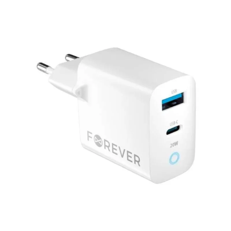 Nabíjačka do siete Forever TC-06-20AC PD QC 1x USB-C 1x USB 20W biela (GSM171394)
