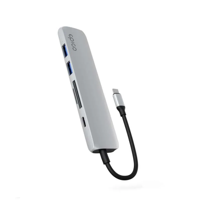 Epico 6v1 Alu Hub 8K s USB-C konektorom - strieborná (9915112100067)