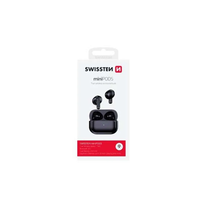 Swissten bluetooth tws sluchátka minipods černá (54200100)
