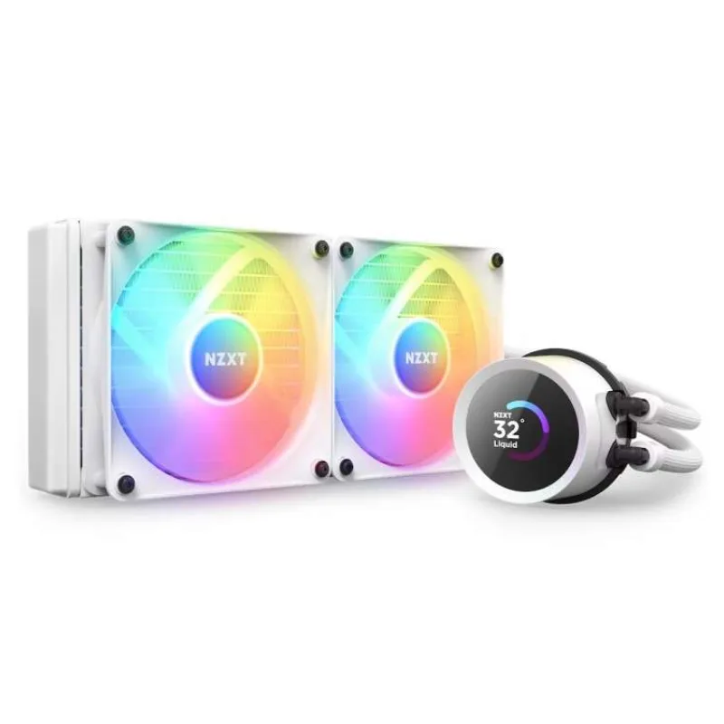 NZXT vodní chladič Kraken 240 RGB / 2x120mm fan / 4-pin PWM / LCD disp. / 6 let / bílý (RL-KR240-W1)