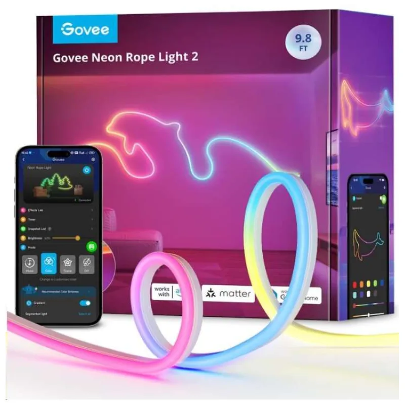 Govee Neon 2 MATTER ohebný LED pásek (3m) - RGBIC (H61D3301)
