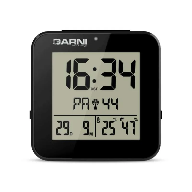 GARNI 138B - digitální budík s teploměrem a vlhkoměrem, černá (GARNI 138B)