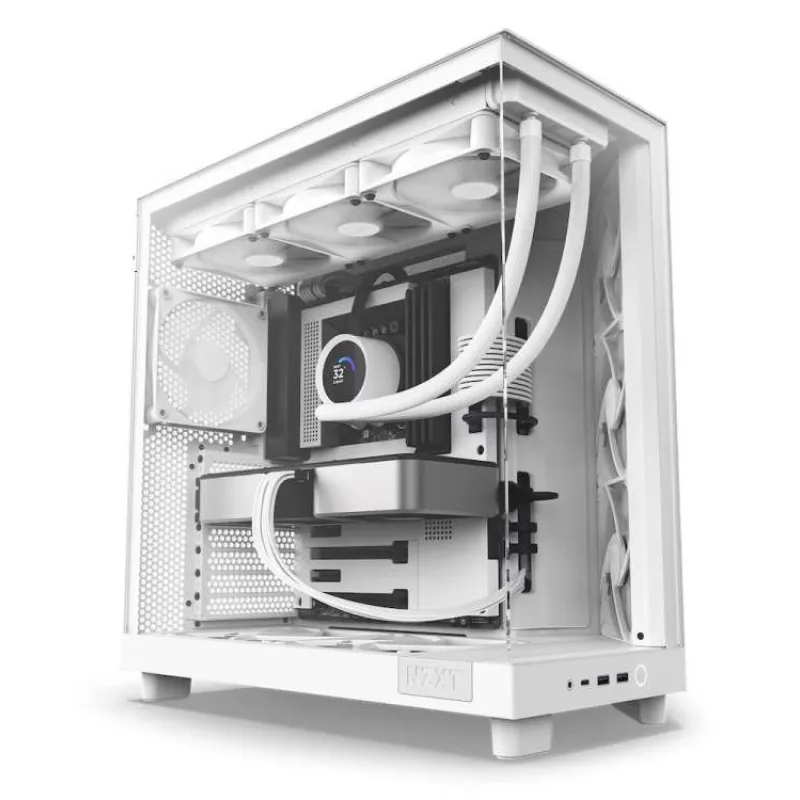 NZXT skříň H6 Flow dvoukomorová / MidT / 3x120mm fan / 2xUSB 3.2 / USB-C / prosklená bočnice i čelo / bílá (CC-H61FW-01)