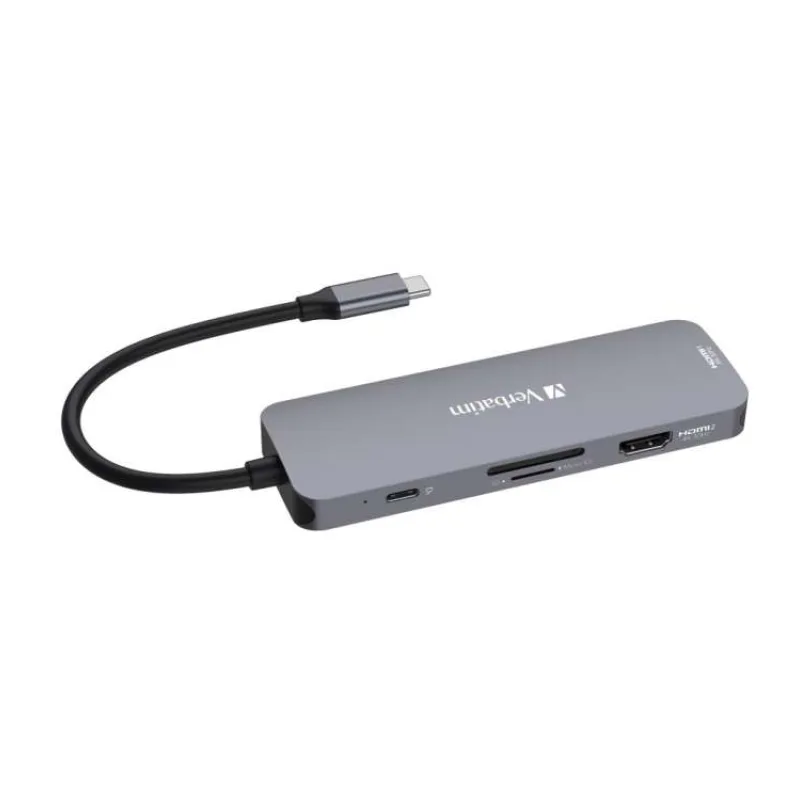 VERBATIM Hub USB-C Pro Multiport 8 Port, 3x USB 3.2, 1x USB-C, 2xHDMI, microSD/SD, šedá (32151)
