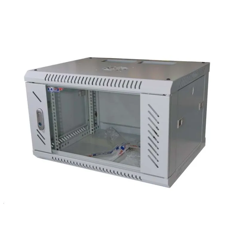 LEXI-Net 19" nástěnný rozvaděč 6U 600x450, nosnost 60 kg, skleněné dveře, rozložený, šedý (LN6U-60/45)