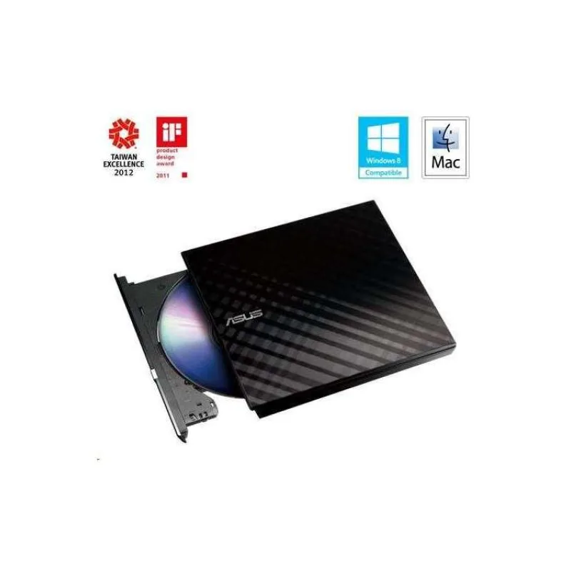 ASUS SDRW-08D2S-U LITE/BLACK/ Externí slim/ DVD-RW/ černá/ USB (90-DQ0435-UA221KZ)